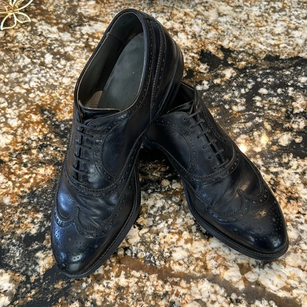 FootJoy‎ men’s Jet Black lace up wingtip leather shoes